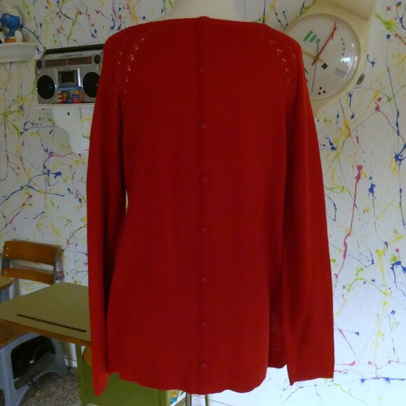 5 for $20 📢 Candie's Long Sleeve Scoop Neck Tunic Style Red Knit Sweater XL - Picture 2 of 4
